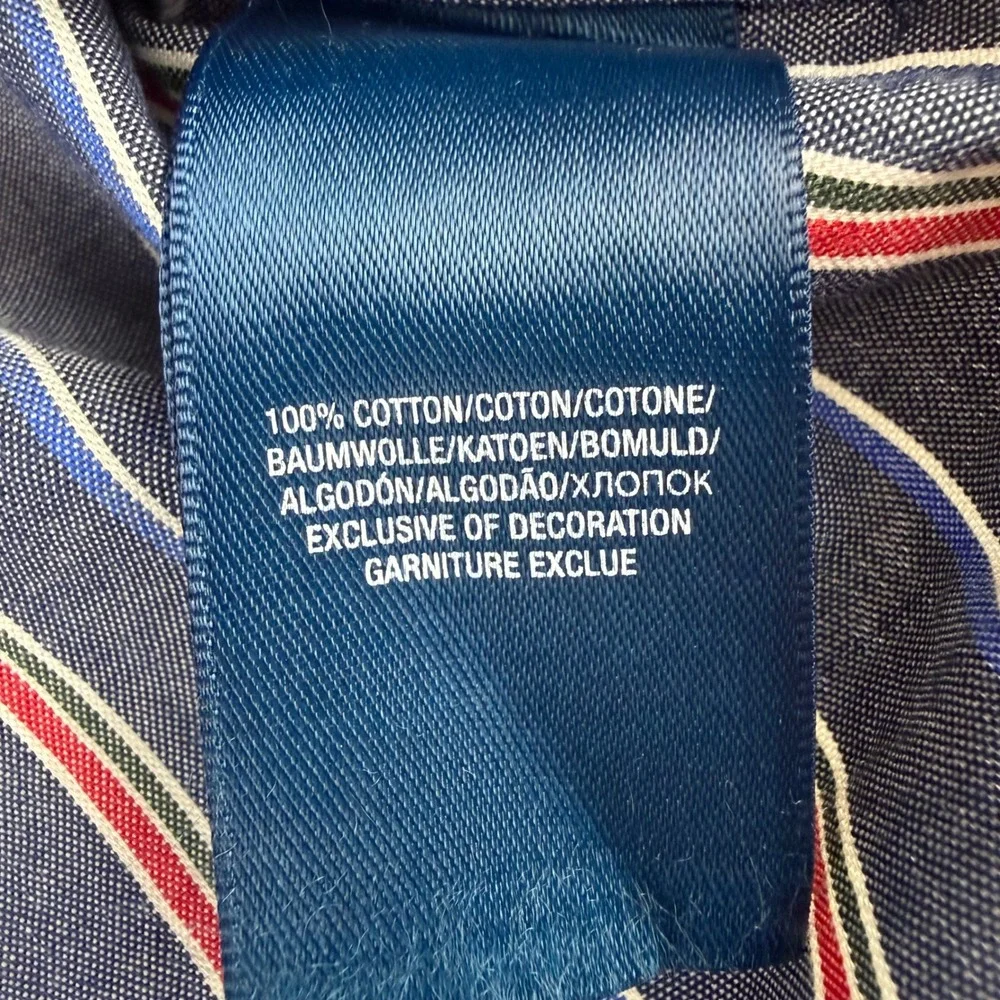 Ralph Lauren‎ Button Down Shirt Kids 24M Navy Blue Striped Preppy Long Sleeve